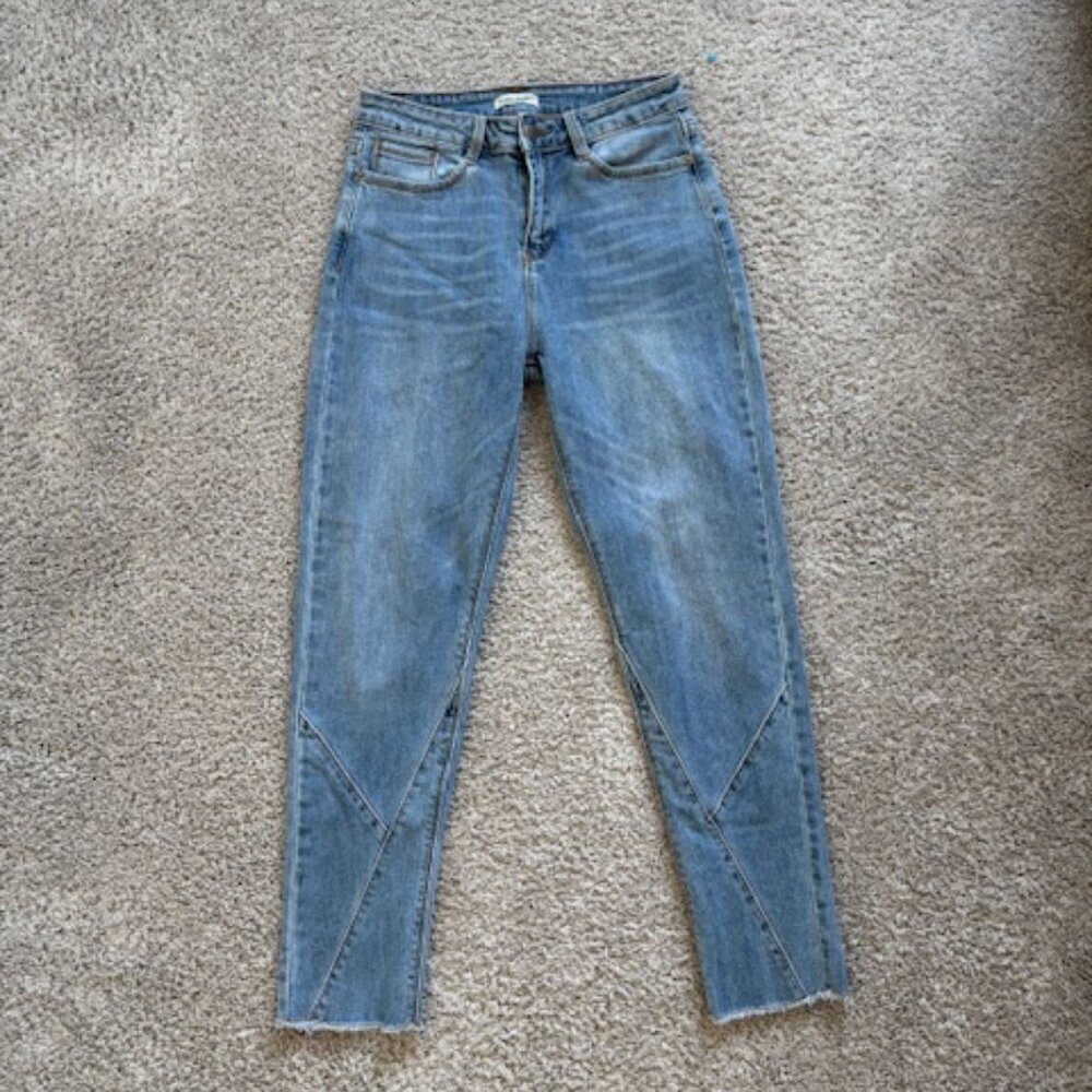 ZARA basics frayed hem straight leg jeans size 2